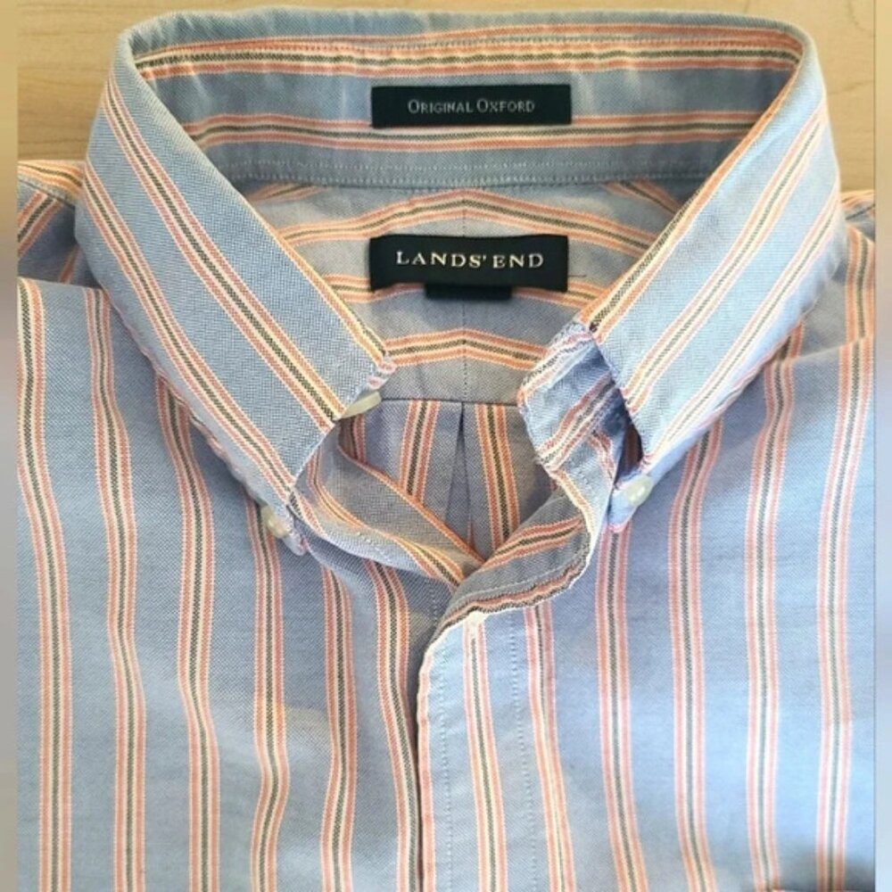 LANDS END Oxford Striped Shirt